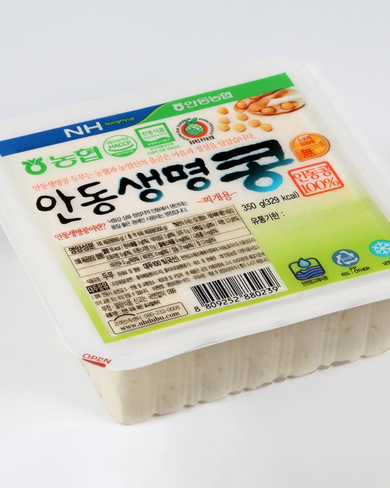 [농협] 100% 한국산 콩 안동 두부 찌개용 (중) 350g  유통기한: 2024.04.14